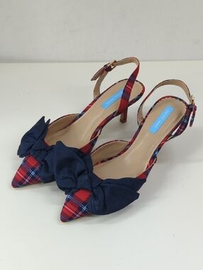 New Draper James Pumps Women Elle Tartan Plaid Tess Slingback Size 9M